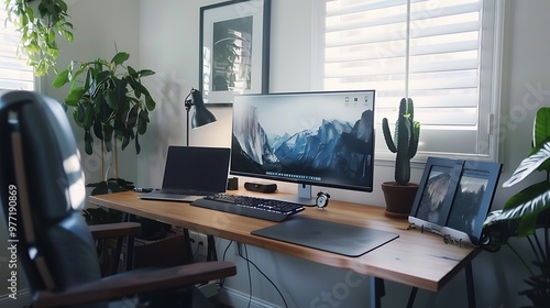 office desk with computer