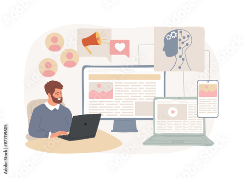 AI-Ensured Multi-Channel Customer Engagement abstract concept vector illustration.