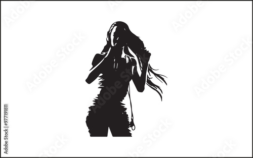 A set of high quality silhouette pop singer, country music, rock star and hiphop rapper artist vocal