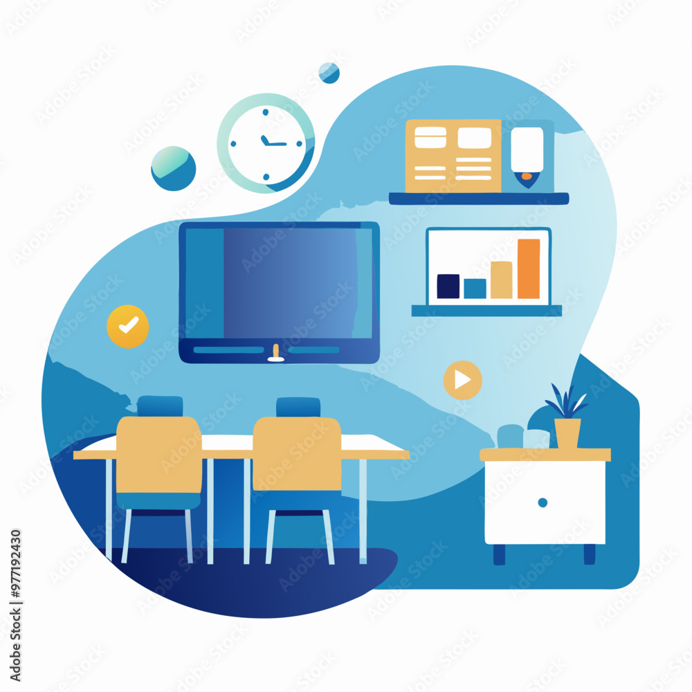 Classroom setting with furniture and educational tools for effective learning Classroom setting with furniture and educational tools for effective learning