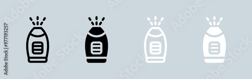 Air purifier icon set in black and white. Vapour signs vector illustration.