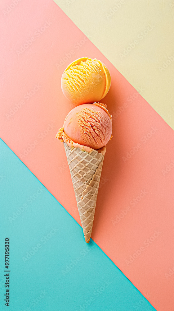 Ice cream colourful summer treat, sweet dessert in summertime, holiday food idea Ice cream colourful summer treat, sweet dessert in summertime, holiday food idea