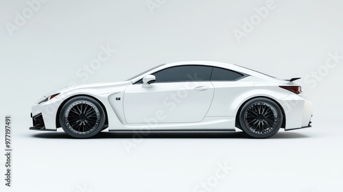 White Coupe Sports Car on White Background