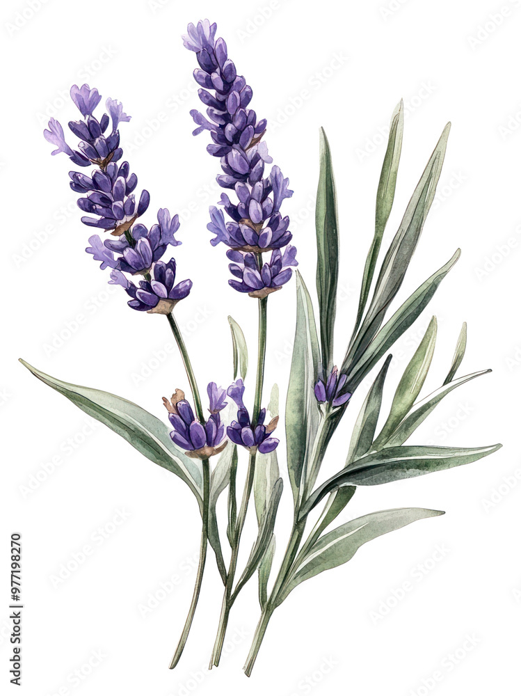 Naklejka premium PNG Elegant lavender botanical watercolor illustration
