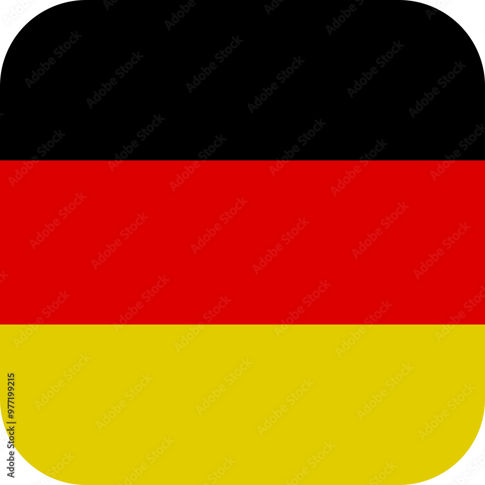 German flag with a rounded rectangle shape and transparent background German flag with a rounded rectangle shape and transparent background