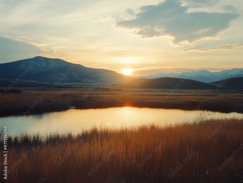 Fototapeta premium Serene Sunrise in the Wilderness