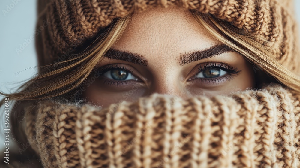 The close-up image focuses on someone wearing a brown knitted hat, showcasing the intricacy of the knitting and the cozy appearance, against a softly blurred background. The close-up image focuses on someone wearing a brown knitted hat, showcasing the intricacy of the knitting and the cozy appearance, against a softly blurred background.