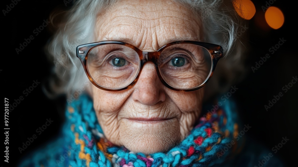 A close-up image of someone wearing glasses and a colorful knit scarf, with the background softly blurred, emphasizing the vibrant and cozy knitted texture. A close-up image of someone wearing glasses and a colorful knit scarf, with the background softly blurred, emphasizing the vibrant and cozy knitted texture.