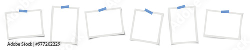 Set of vintage photo frame with adhesive tape, white background. Vintage style. Vector illustration with adhesive tapes. 3D vector EPS10 Mockups. Retro Photo Frame Template for your photos or text