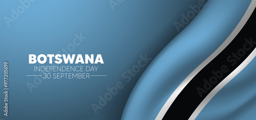 Botswana Independence Day 30 September waving flag vector poster