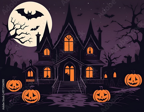 halloween background with pumpkin, halloween background with house, halloween background with pumpkin and bats