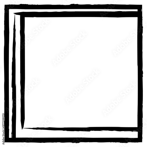 Black square frame isolated on white. Old worn frame . Vector frame for text, photo, card, certificate, picture, banner, poster