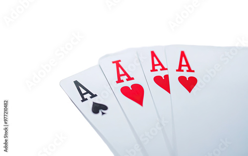 Four aces playing cards on white background,png photo