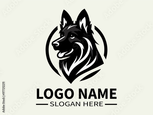 German Shepherd Logo Design: A strong and loyal logo featuring a majestic German Shepherd, perfect for businesses related to security, training, or pet services