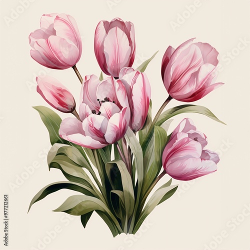 A Bouquet Of Pink Flowers, a high resolution AI illustration