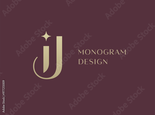 IJ letter logo icon design. Classic style luxury initials monogram.