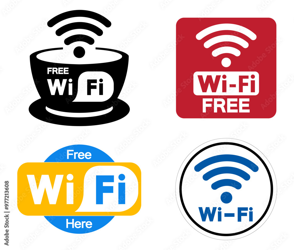 Free WiFi Set Symbol Sign, Vector Illustration, Isolate On White Background Label. EPS10 Free WiFi Set Symbol Sign, Vector Illustration, Isolate On White Background Label. EPS10
