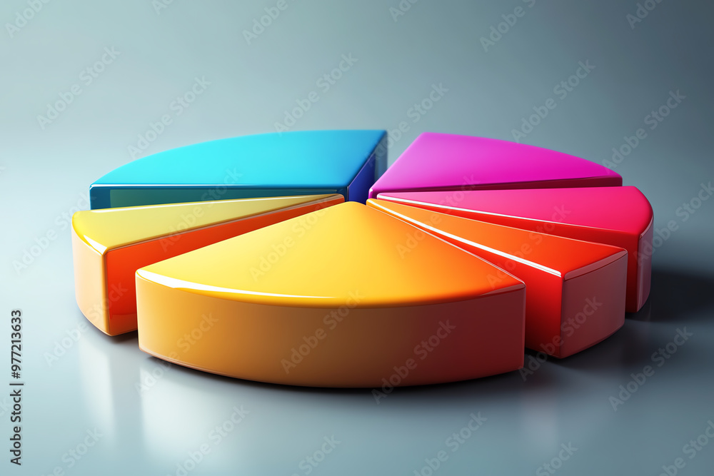 Obraz premium Colorful pie chart segment representation for business analysis and presentation purposes.
