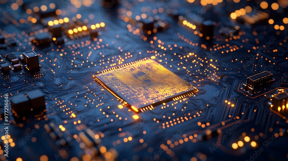 A close-up view of a circuit board reveals intricate microchips and electronic components, emphasizing precision engineering and digital innovation with sharp focus on details. A close-up view of a circuit board reveals intricate microchips and electronic components, emphasizing precision engineering and digital innovation with sharp focus on details.