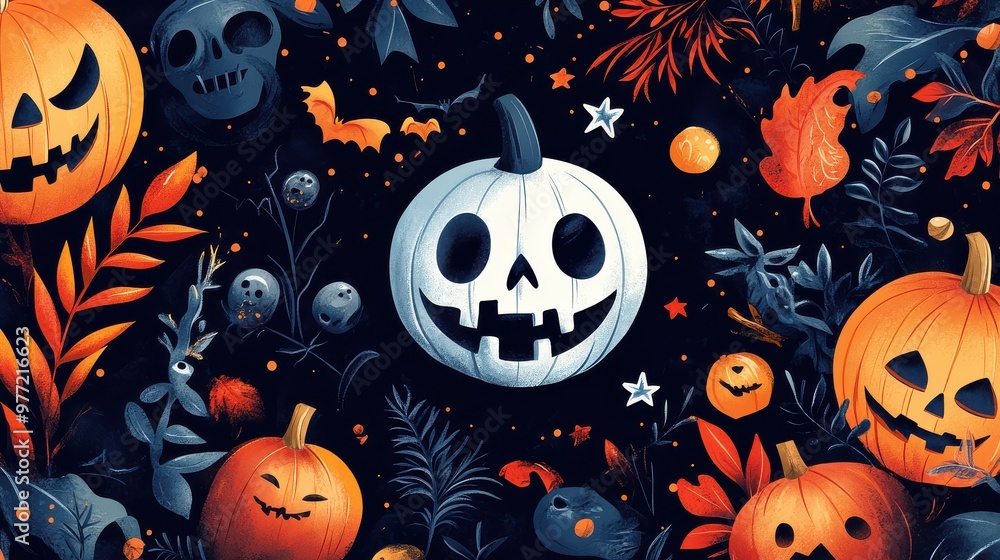 Mokepu Halloween party invitation design with spooky graphics and festive elements Mokepu Halloween party invitation design with spooky graphics and festive elements