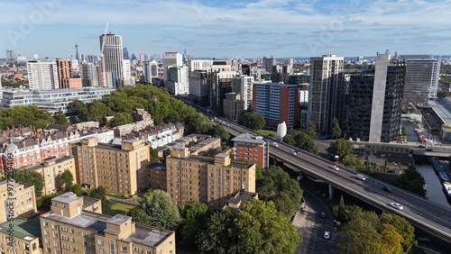Photography Apartments flats overlooking Paddington London Westway road UK ,drone,aerial