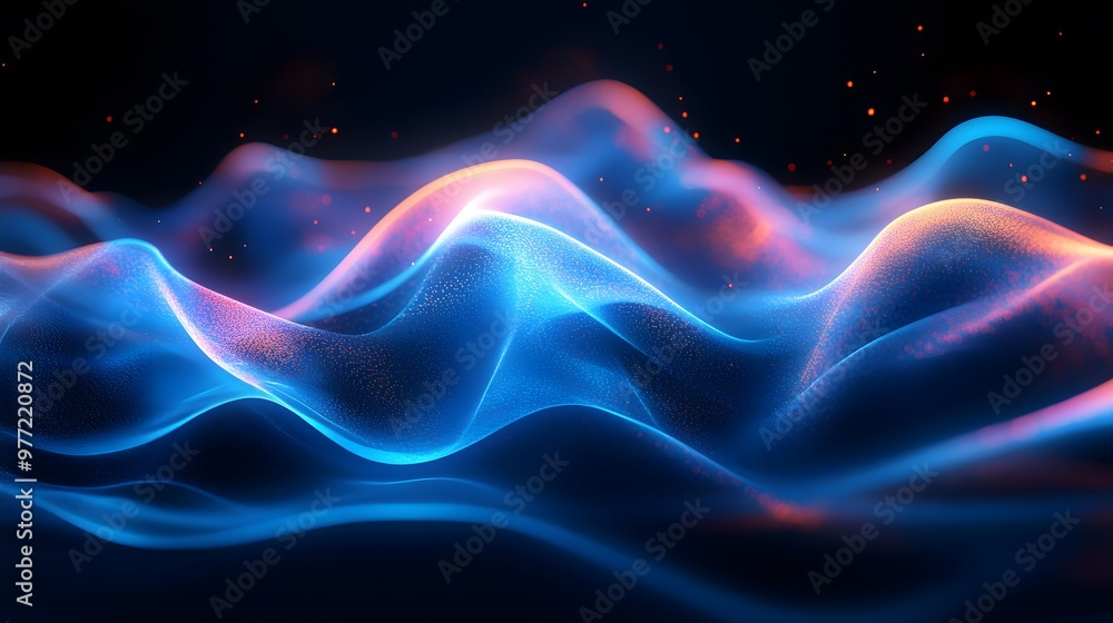 An ethereal blue energy wave glows against a black background, featuring dynamic flow and smooth curves, creating a vibrant sci-fi aesthetic with abstract digital art. An ethereal blue energy wave glows against a black background, featuring dynamic flow and smooth curves, creating a vibrant sci-fi aesthetic with abstract digital art.