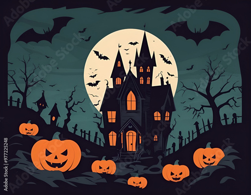 halloween background with pumpkin, halloween background with house, halloween background with pumpkin and bats