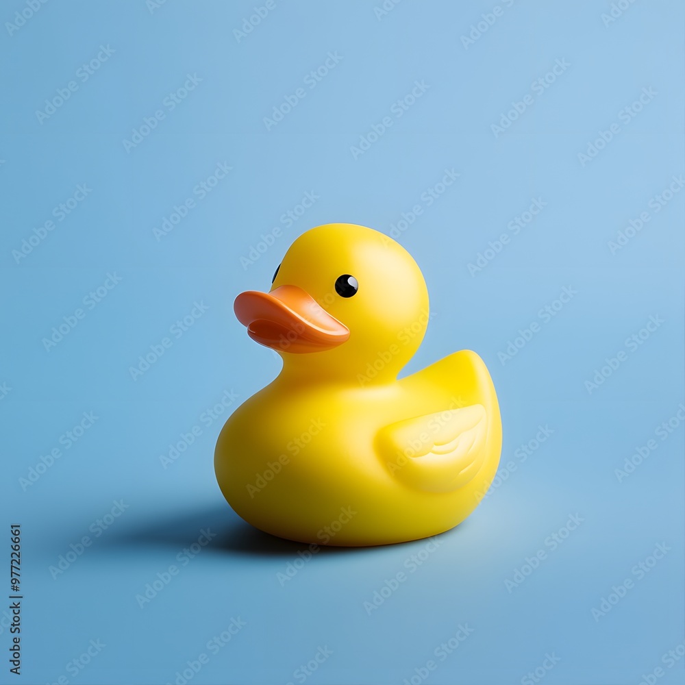 18. A vibrant yellow rubber duck isolated on a simple blue background 18. A vibrant yellow rubber duck isolated on a simple blue background