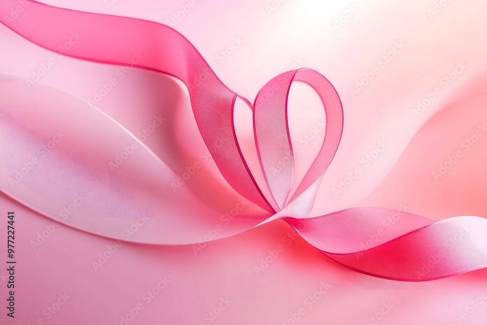 Elegant pink ribbon heart design on a soft blended background showcasing beauty. Romantic concept Elegant pink ribbon heart design on a soft blended background showcasing beauty. Romantic concept