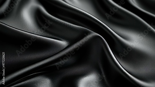 Draped Black Satin Fabric with Smooth, Elegant Waves