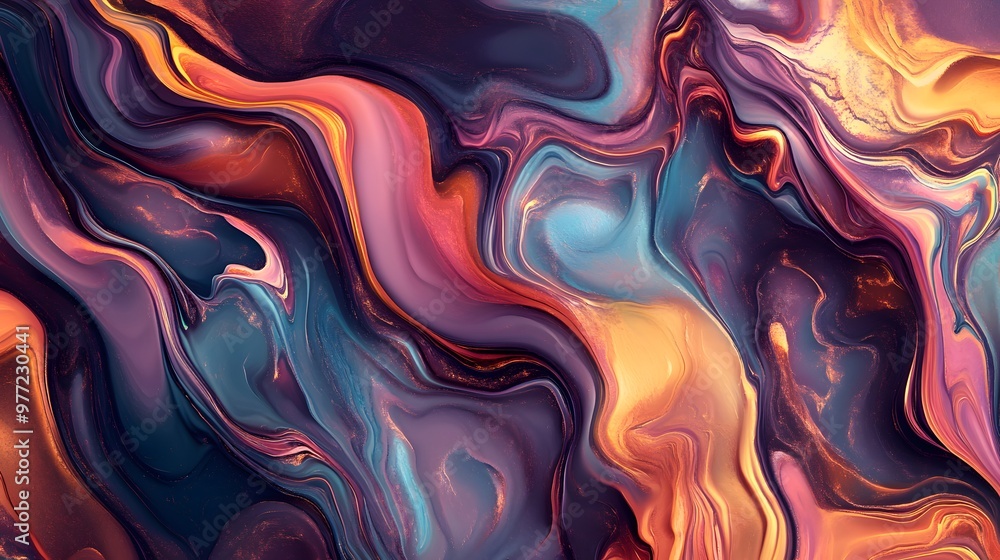 Obraz premium Vibrant Abstract Liquid Waves Texture Design. Abstract liquid texture background. Abstract background with waves.