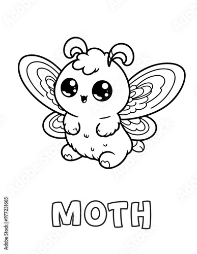 Moth Baby Animal Cartoon Coloring book with name
