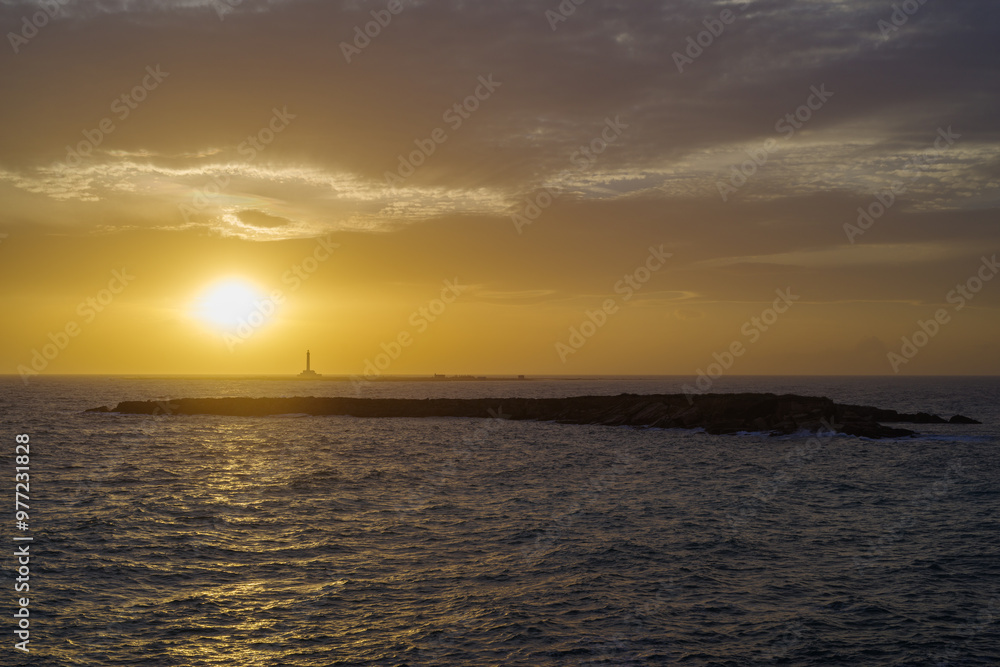Sunset in the lighthouse of Island di Sant'Andrea in Gallipoli, Italy Sunset in the lighthouse of Island di Sant'Andrea in Gallipoli, Italy