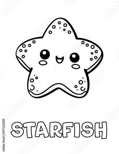 Starfish Baby Animal Cartoon Coloring book with name
