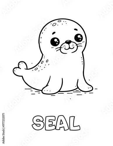 Seal Baby Animal Cartoon Coloring book with name