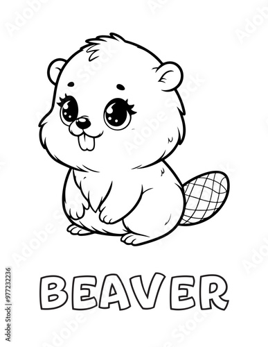 Beaver Baby Animal Cartoon Coloring book with name