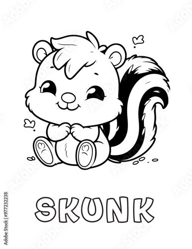 Skunk Baby Animal Cartoon Coloring book with name