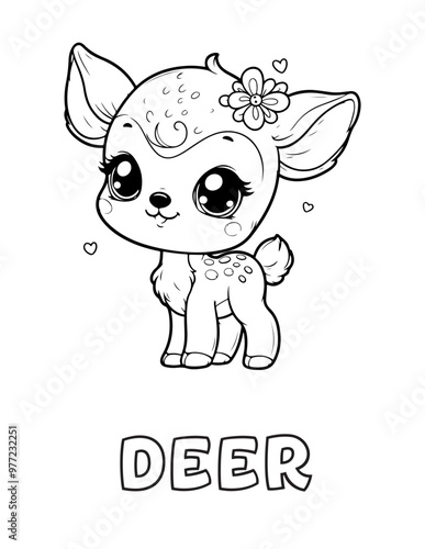 Deer Baby Animal Cartoon Coloring book with name