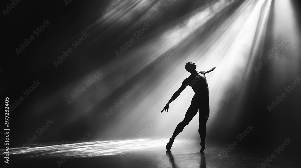 A solo dancer's fluid movements convey deep emotions, resonating with the audience in soft shadows. A solo dancer's fluid movements convey deep emotions, resonating with the audience in soft shadows.