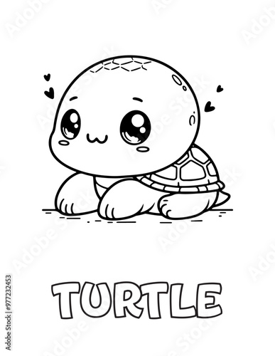 Turtle Baby Animal Cartoon Coloring book with name