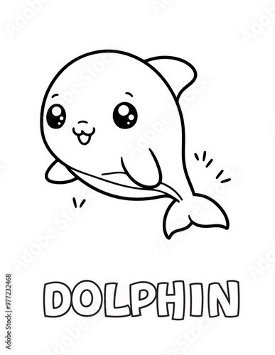 Dolphin Baby Animal Cartoon Coloring book with name