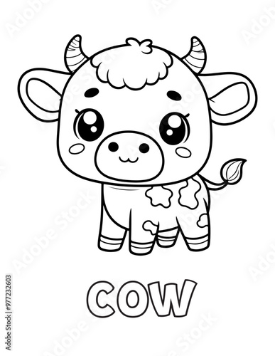 Cow Baby Animal Cartoon Coloring book with name