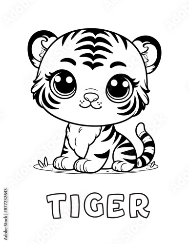 Tiger Baby Animal Cartoon Coloring book with name