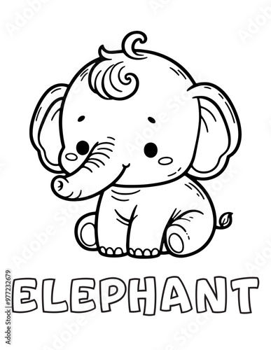 Elephant Baby Animal Cartoon Coloring book with name