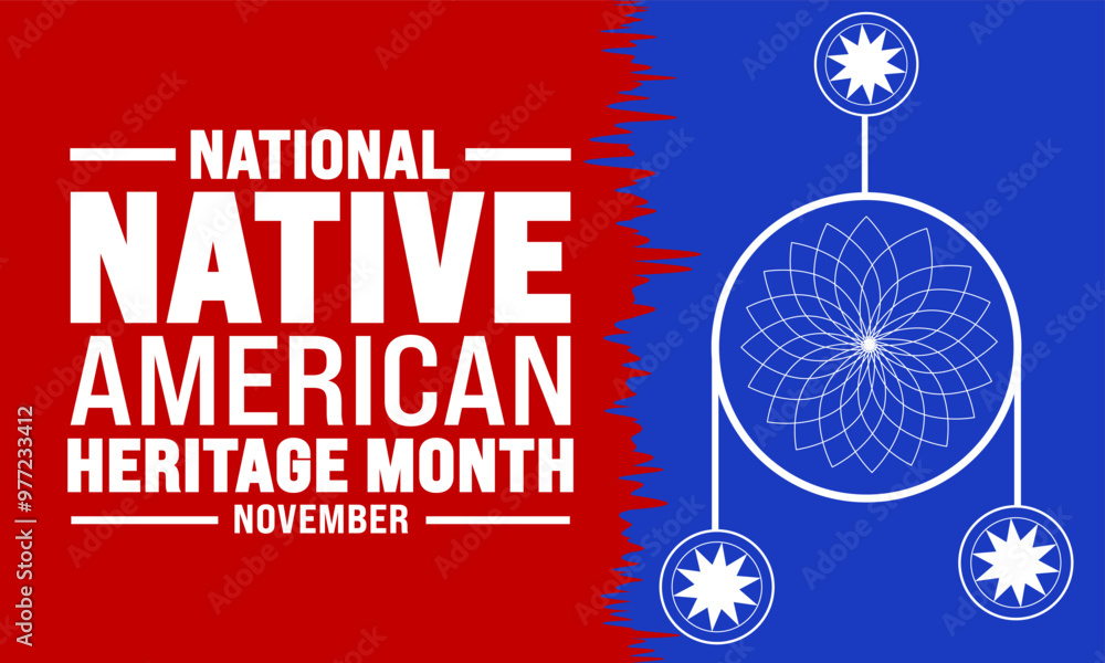 Naklejka premium November isNative american heritage month background template. Holiday concept. suitable for placard, background,Greeting Card, Poster design template with text inscription, standard Social Media Post