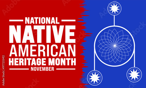 November isNative american heritage month background template. Holiday concept. suitable for placard, background,Greeting Card, Poster design template with text inscription, standard Social Media Post