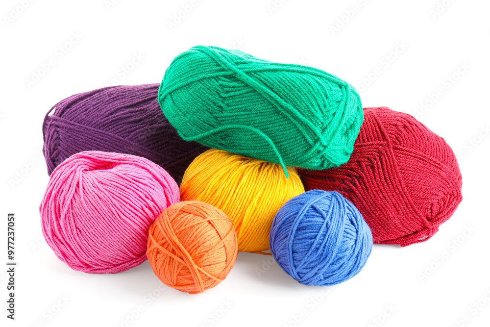 Many different bright yarns isolated on white Many different bright yarns isolated on white