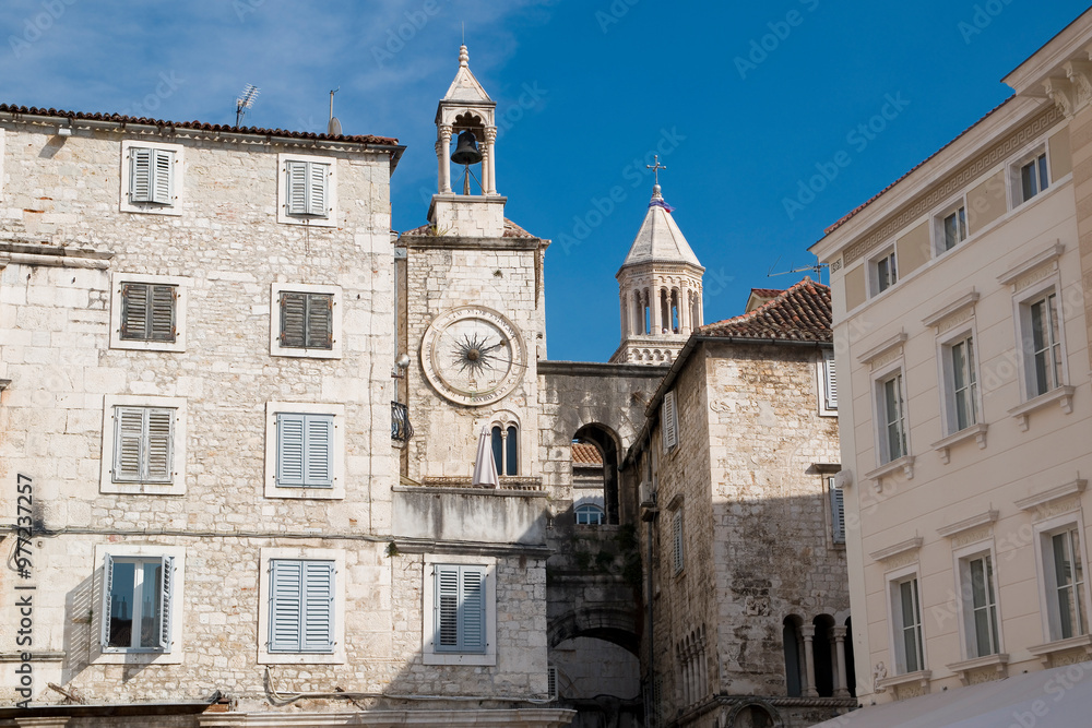 Fototapeta premium Clock tower in People's Square, Split in Croatia