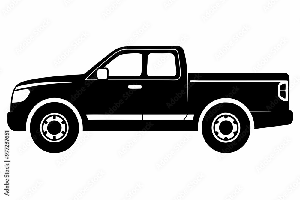 Pickup silhouette, pickup graphic vector, pickup truck black icon isolated on white background
Pickup silhouette, pickup graphic vector, pickup truck black icon isolated on white background