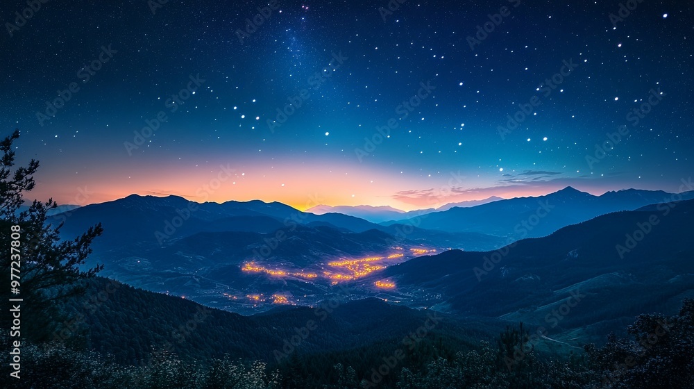 A Starry Night Over a Mountain Village A Starry Night Over a Mountain Village
